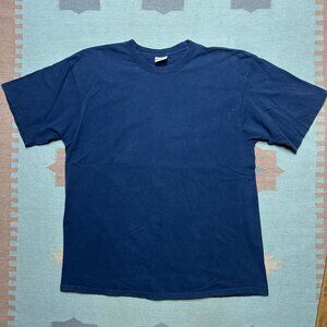 Vintage 90s blank t shirt Pluma heavyweight cotton navy blue soft adult XL